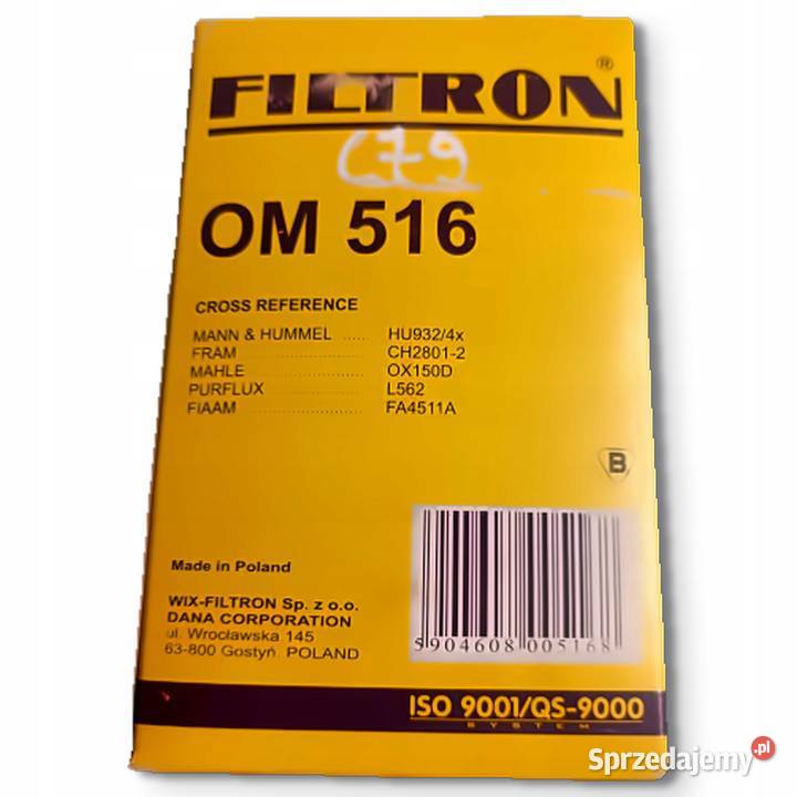 FILTR OLEJU Filtron OM 516 OM516 Mercedes LKLN2 Oleju lubelskie Chełm sprzedam