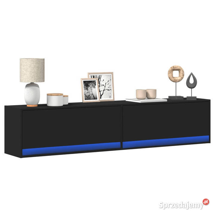 Ścienna szafka pod TV z LED czarna 180x31x38 Warszawa