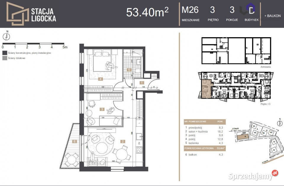 Mieszkanie Katowice Ligocka 534m2 3pok Sprzedaż