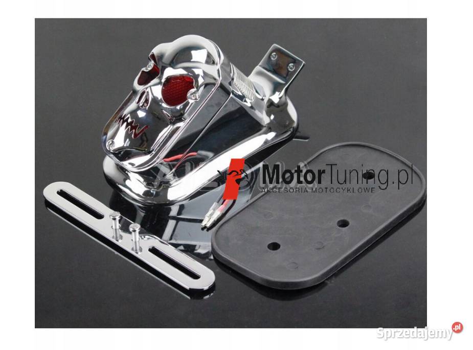 Lampa motocyklowa z metalu czaszka tył chopper Reflektory i halogeny śląskie