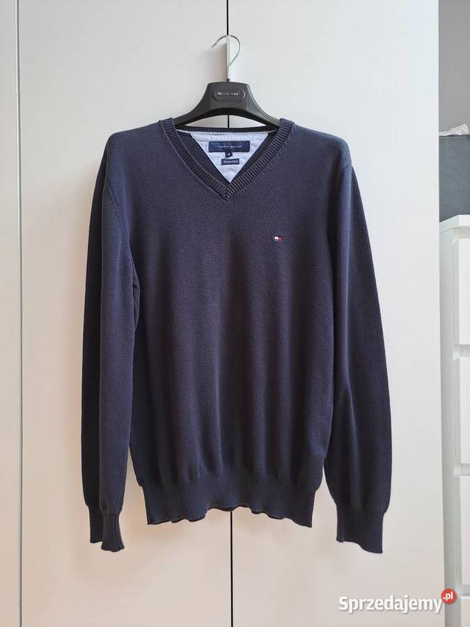 Sweter w serek Tommy Hilfiger granatowy