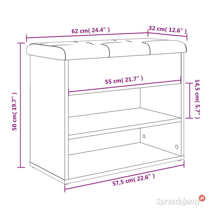 Ławka na buty brązowy dąb 62x32x50 WM835102