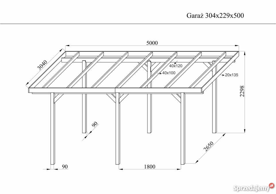 Wiata garażowa drewniana 304x500 Wooder Darmowy Wrocław