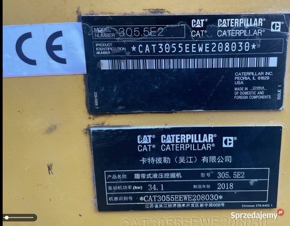 Cat 3055 E2 2018 5 ton Midi Koparka Caterpillar Koparki Kraków