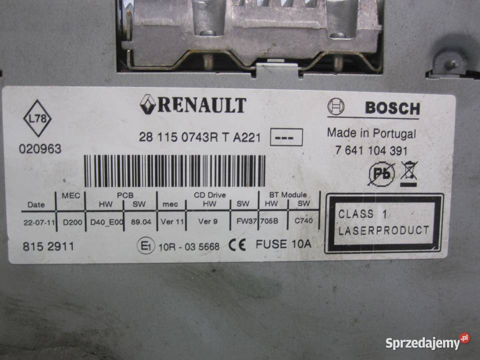 RENAULT MEGANE III 11r radio CD 281150743R osobowe Kielce sprzedam