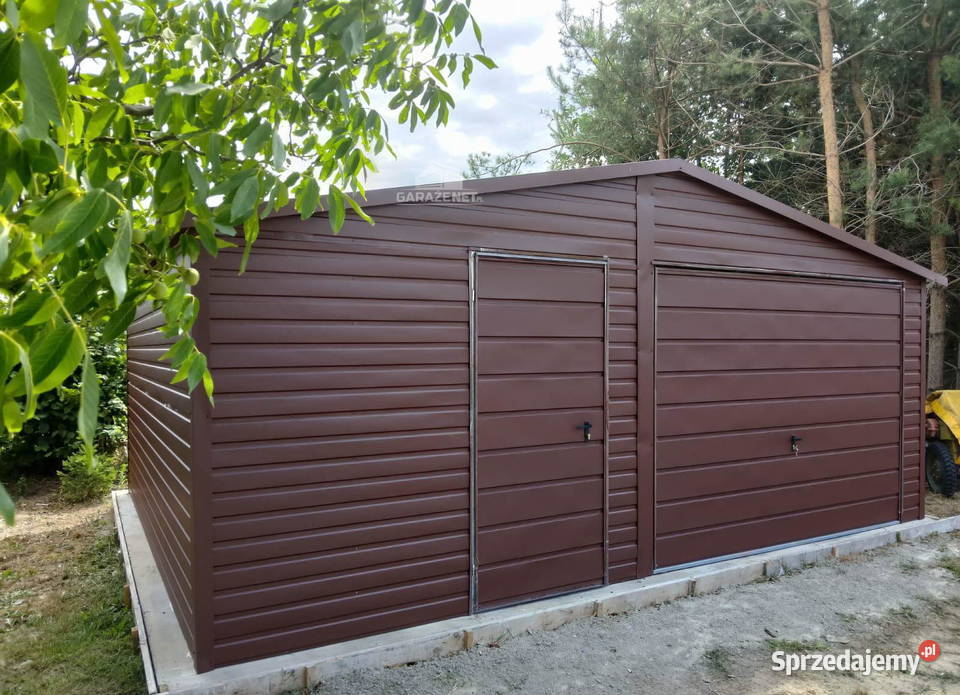 GARAŻ BLASZANY 6M X 6M BRAMA UCHYLNA DRZWI 6X6