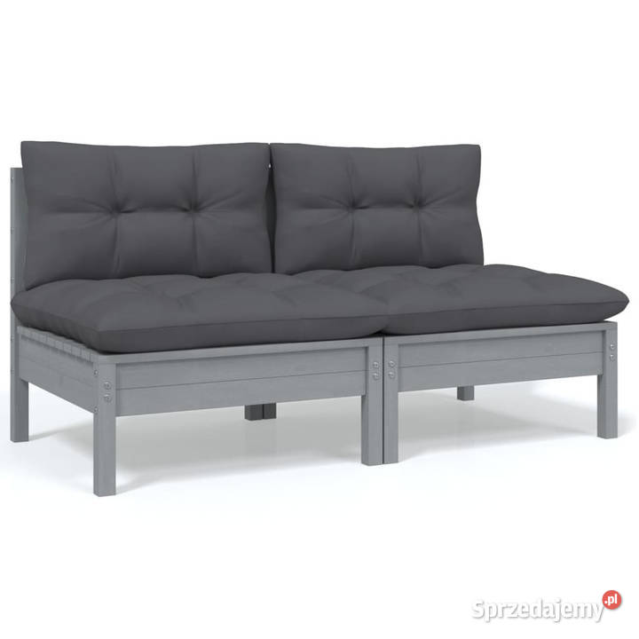 2osobowa sofa ogrodowa z poduszkami szara drewno Warszawa