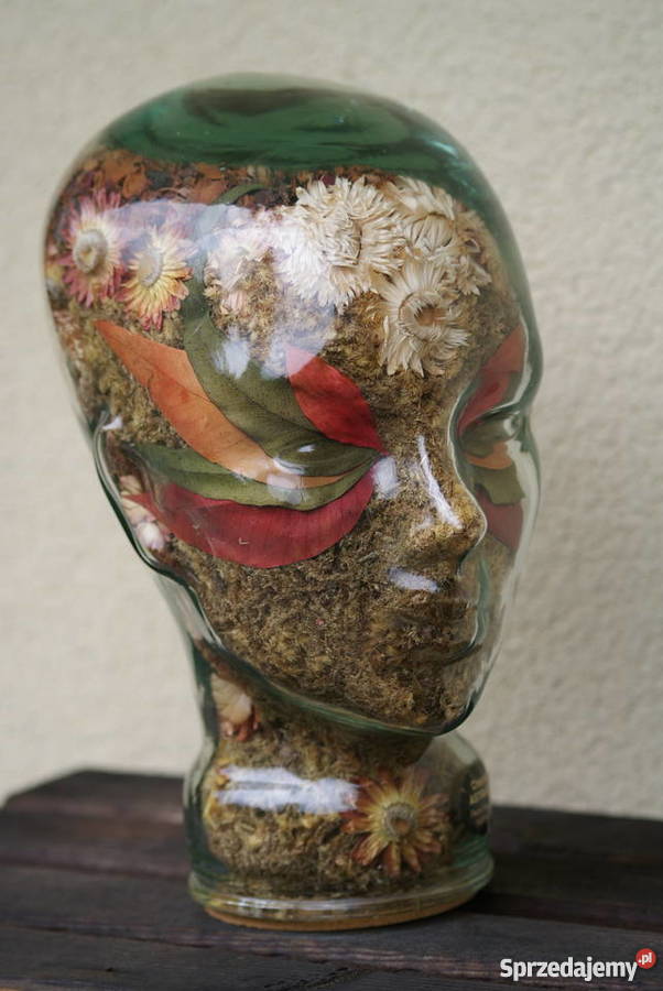 Szklana głowa kwiatowa kompozycja sprzedam