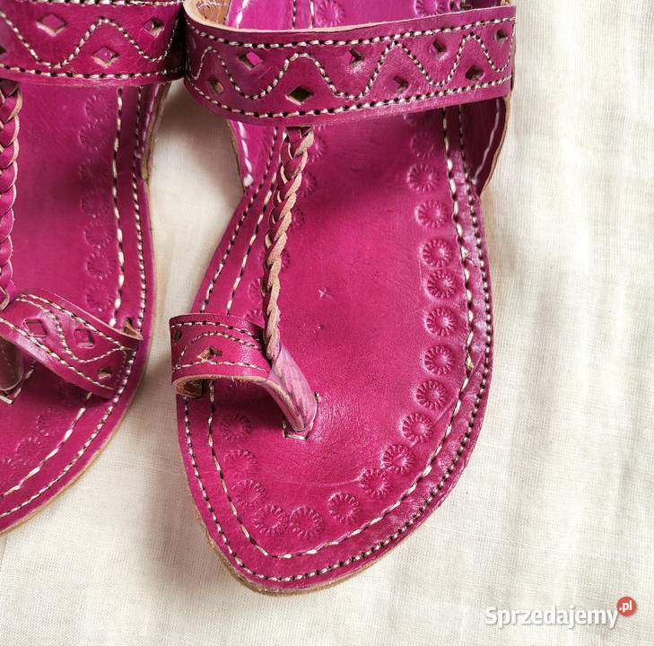 Skórzane japonki kohalpuri 38 fiolet orientalne skóra Szczecin