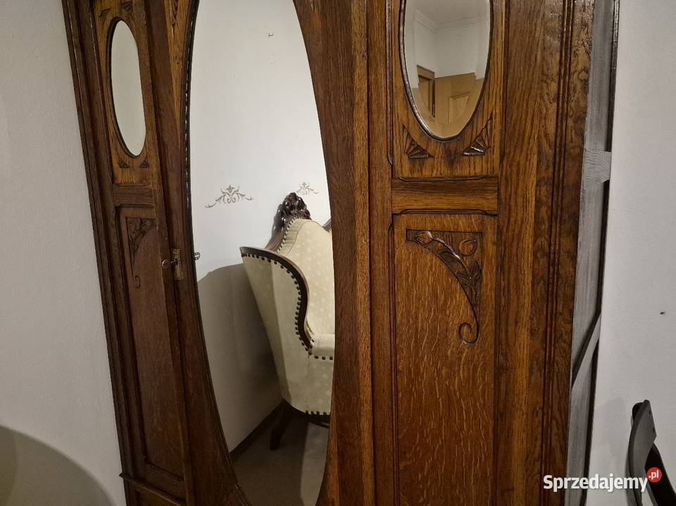 Stara szafa secesyjna garderobiana dębowa z Szafy i garderoby Sypniewo