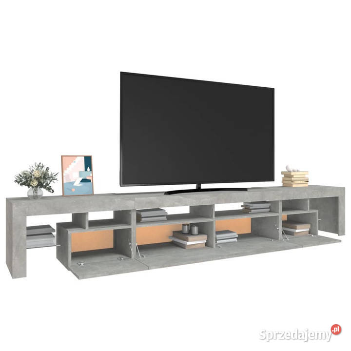 Szafka pod TV z oświetleniem LED szarość betonu RTV Warszawa