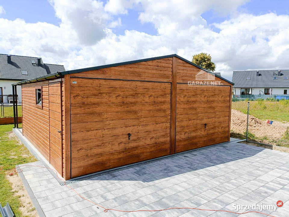 GARAŻ BLASZANY 6m x 5m DWUSPAD 2X BRAMA ORZECH Nieruchomości