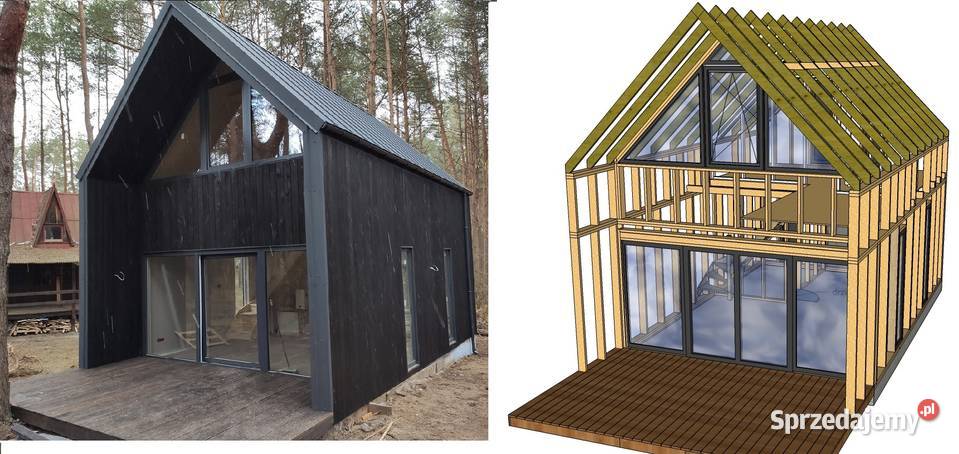 Dom z drewna domek szkieletowy projekt szkielet Józefów sprzedam