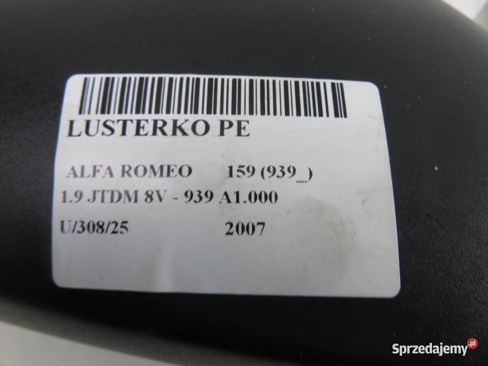 LUSTERKO PRAWE ALFA ROMEO 159 939 601 Lusterka zewnętrzne