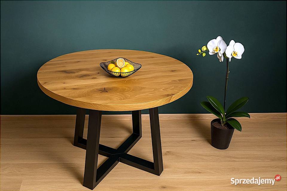 Stół Dębowy Okrągły LOFT 100 Lite Drewno Różne Wrocław