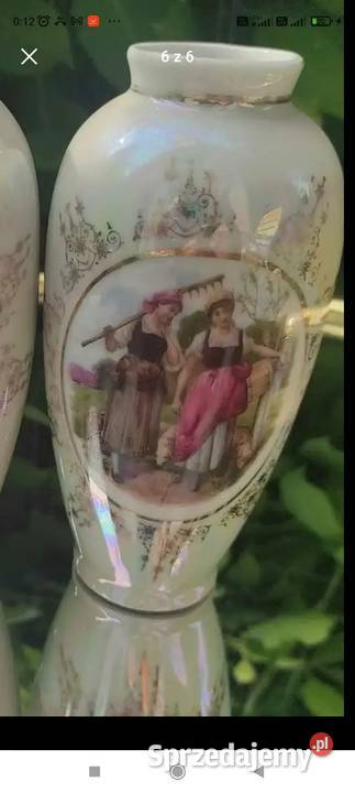 Para secesyjnych wazonów porcelanowych ze Porcelana i szkło Pabianice