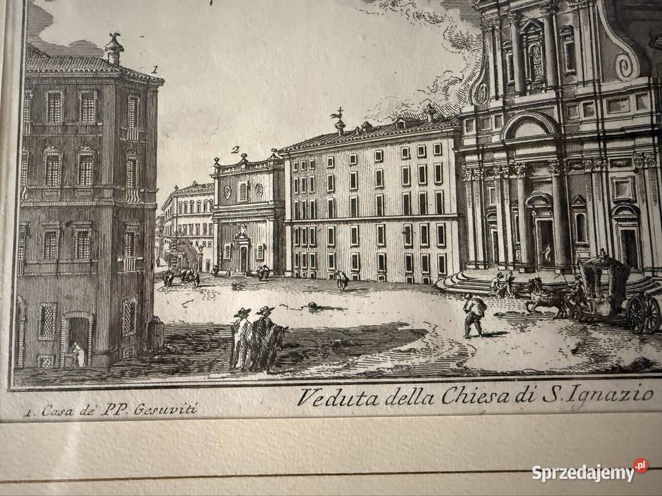 Antyczny Miedzioryt 1770 Veduta della Chiesa di Czerwionka-Leszczyny