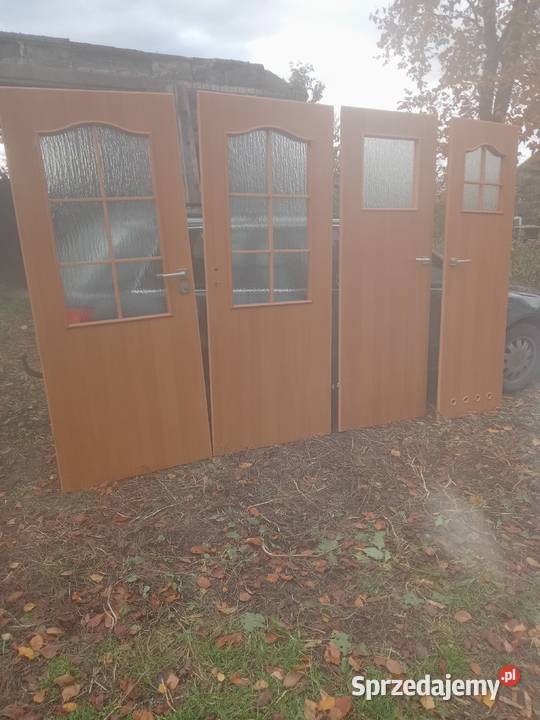 Drzwi wewnętrzne brązowe z szyba 60 70 80 90 sprzedam