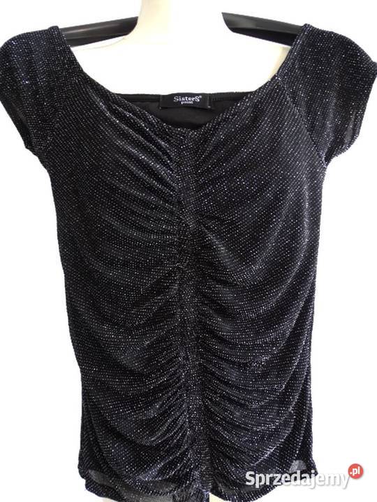 Bluzka Czarna Brokatowa Wieczorowa Imprezowa Łomża