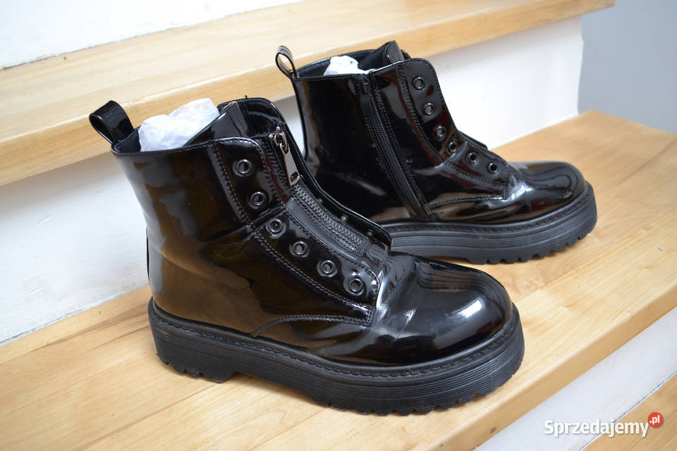 czarne buty na zimę lace up boot botki Warszawa
