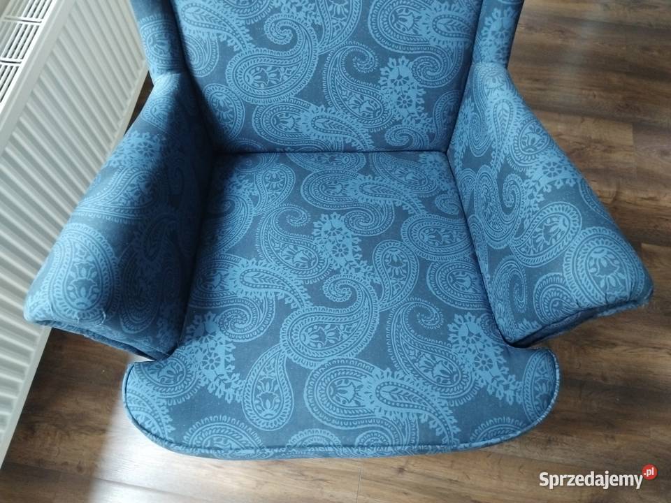 Fotel USZAK Ikea NOWY Granatowy w czarne wzory Dom i Ogród