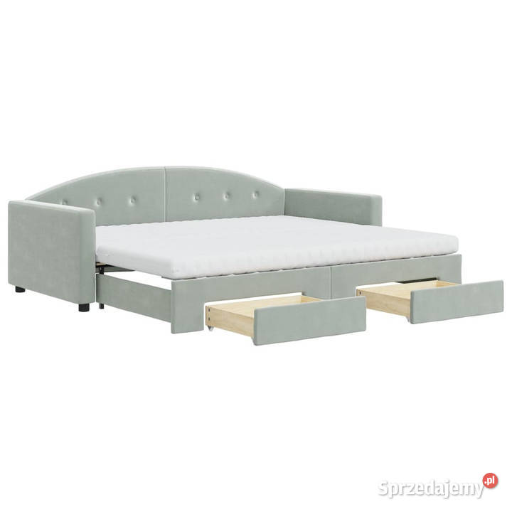 Sofa rozsuwana z szufladami jasnoszara aksamit mazowieckie Warszawa