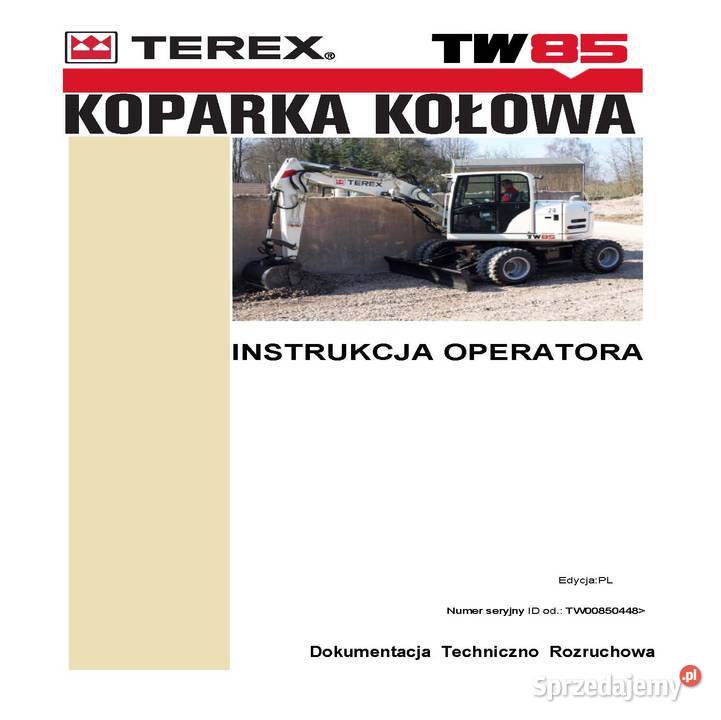 KOPARKA KOŁOWA Instrukcja DTR Terex TW85 TW 85 Szamotuły sprzedam