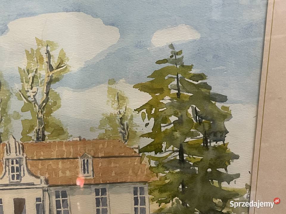 Dwór w Stryjnie akwarela Józefa Stachnika małopolskie Kraków