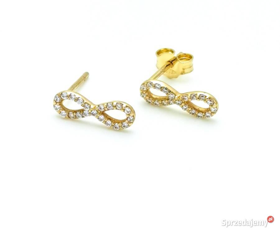 Kolczyki Złote pr585 Nieskończoność z kamieniami złote