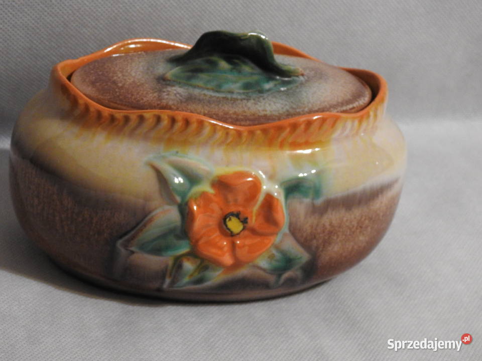 Śliczny ceramiczny pojemnik ozdoby w 3D sygn na kujawsko-pomorskie Inowrocław