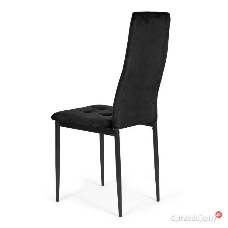 Komplet 4 krzeseł czarne krzesło welurowe do