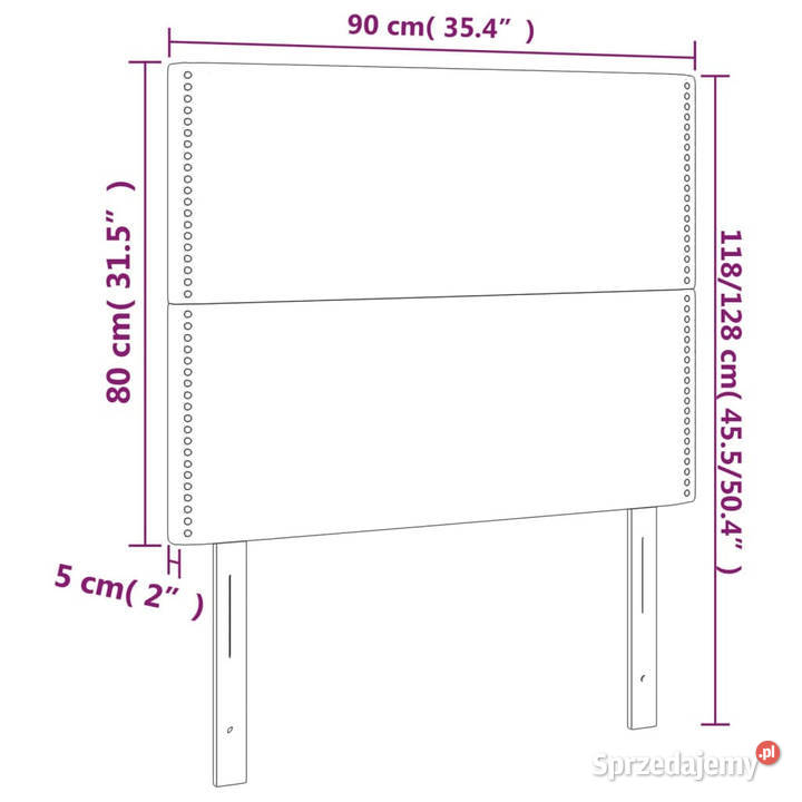 Zagłówek do łóżka z LED ciemnoszary 90x5x118128 Warszawa
