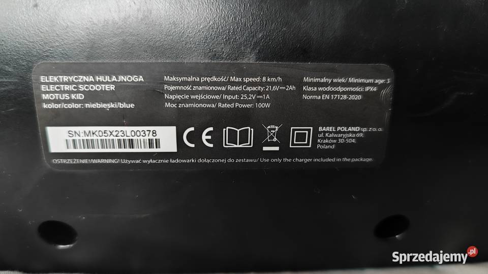 Hulajnoga Elektryczna Motus KID niebieska warmińsko-mazurskie