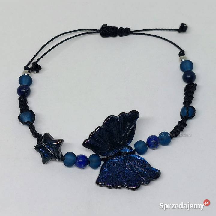 Bransoletka ręcznie robiona z motylem i lapis Lębork