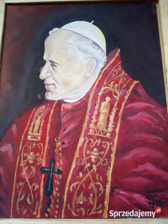 Obraz ręcznie malowany z 1979 roku Papież Jan Knurów