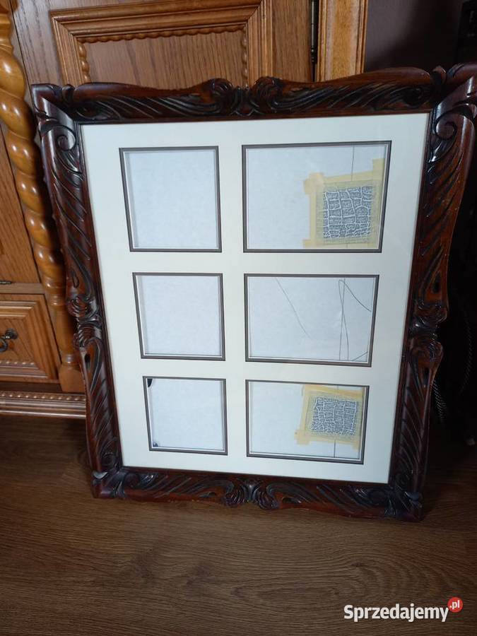 Drewniana rzeźbiona rama do lustra Lustra kujawsko-pomorskie Lipno