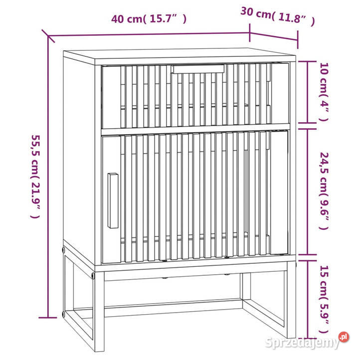 Szafka nocna czarna 40x30x555 materiał Warszawa