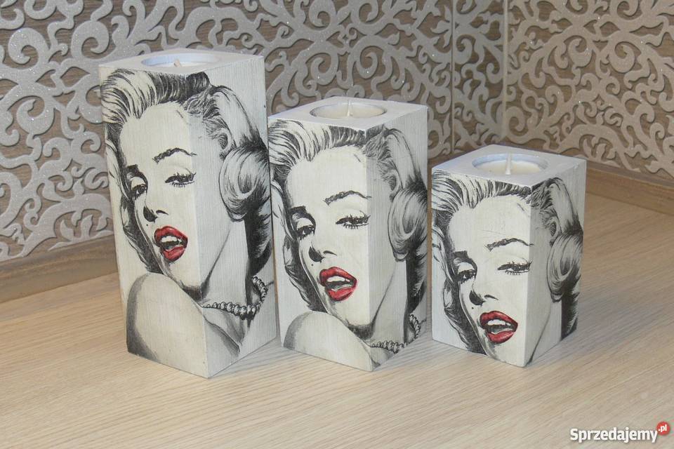 Chustecznik drewniany Marilyn Monroe decoupage mazowieckie Halinów