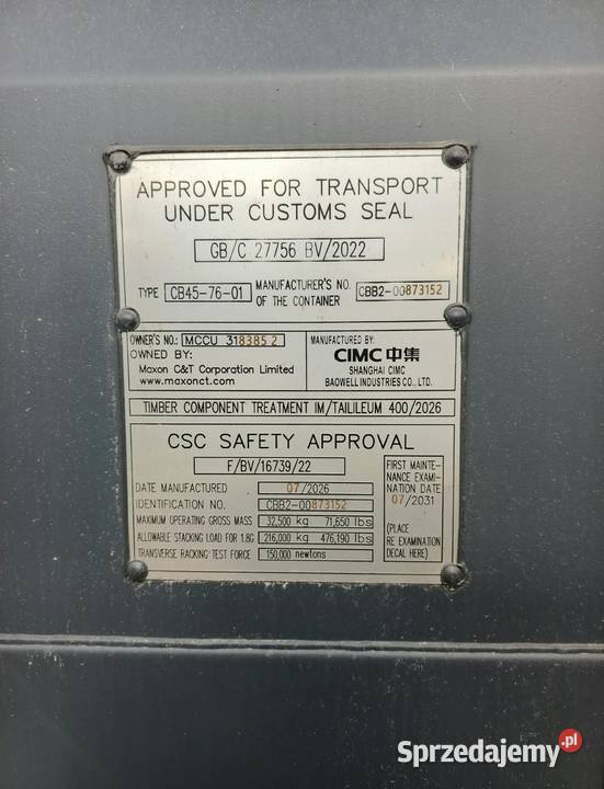 Kontener Morski Magazynowy 12 metrowy 40HC Nowy