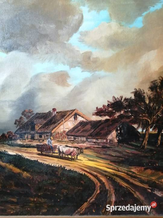 Obraz olejny Przed burzą na wsi łódzkie Łódź sprzedam