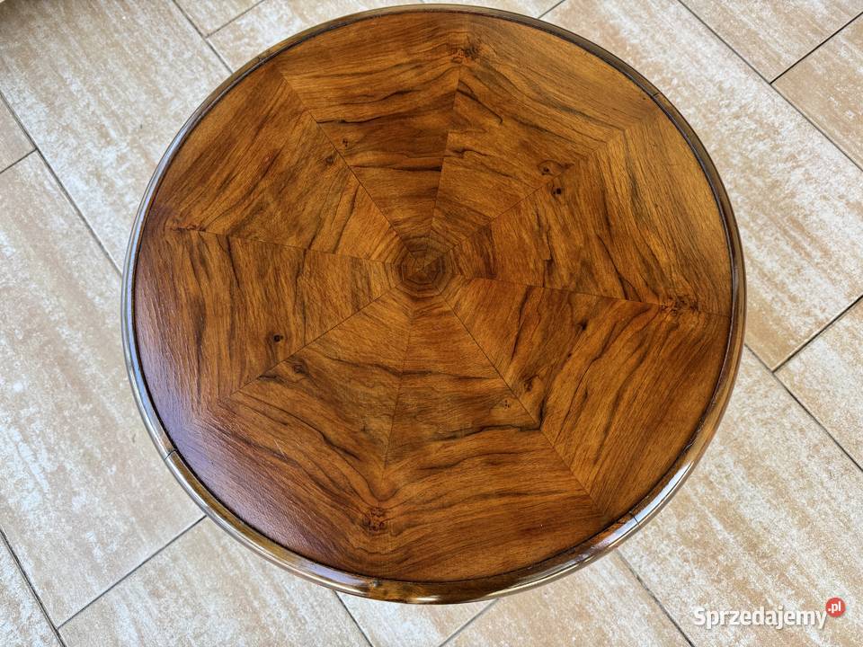Stolik okrągły z półką stylowy art deco vintage Garwolin