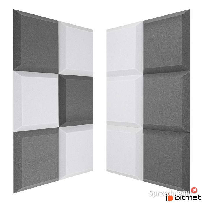 Panele akustyczne na ścianę szare trapezy Bitmat Sprzęt estradowy, studyjny i DJ-ski Łąki