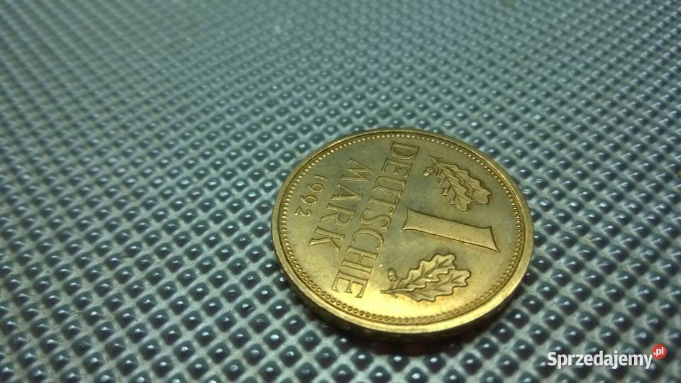 moneta Niemcy 1 marka 1992 złocona 034