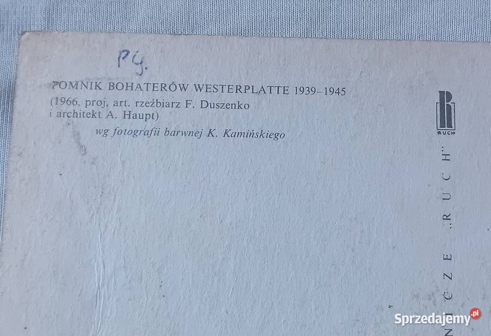 Pocztówka Pomnik Bohaterów Westerplatte Ruch Koźminek