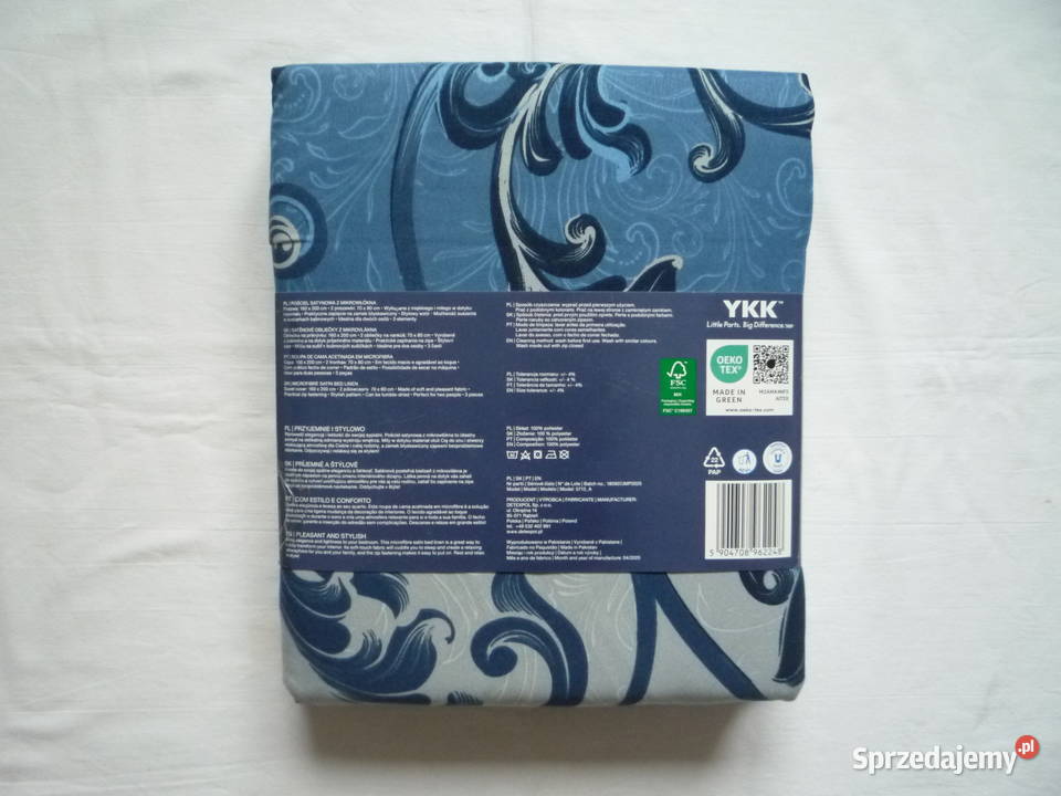 Smukee nowa granatowa szara pościel satynowa Szczecin sprzedam