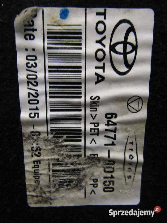 PODŁOGA WYKŁADZINA BAGAŻNIKA TYLNA TYŁ TOYOTA