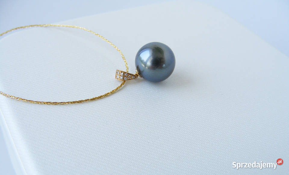 Perła Tahiti morska 10mm diamenty 0021ct złoto Wisiorki mazowieckie Warszawa