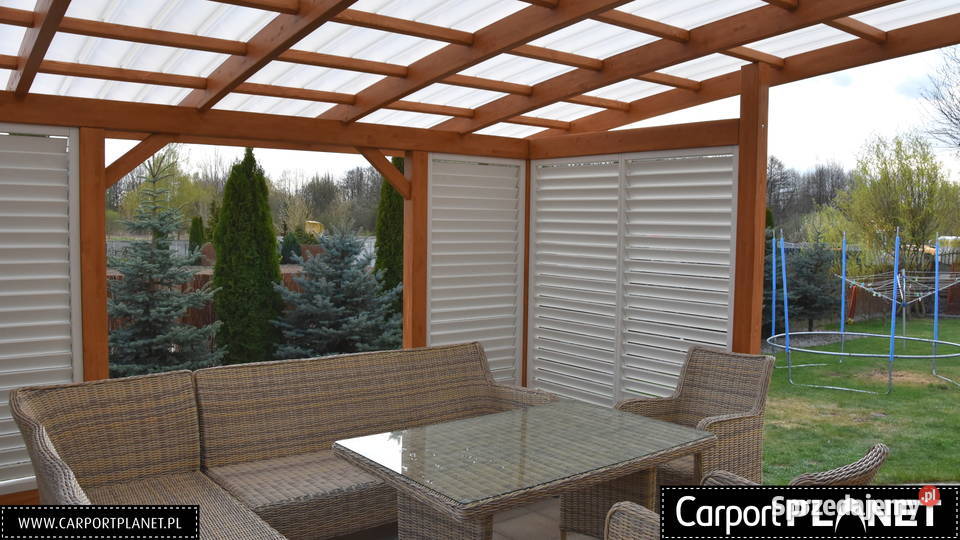 Zadaszenie tarasu wykonane z drewna klejonego na Pozostałe opolskie