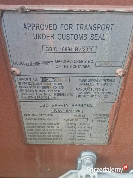 Używany kontener 12M 40HC Cała Polska mazowieckie