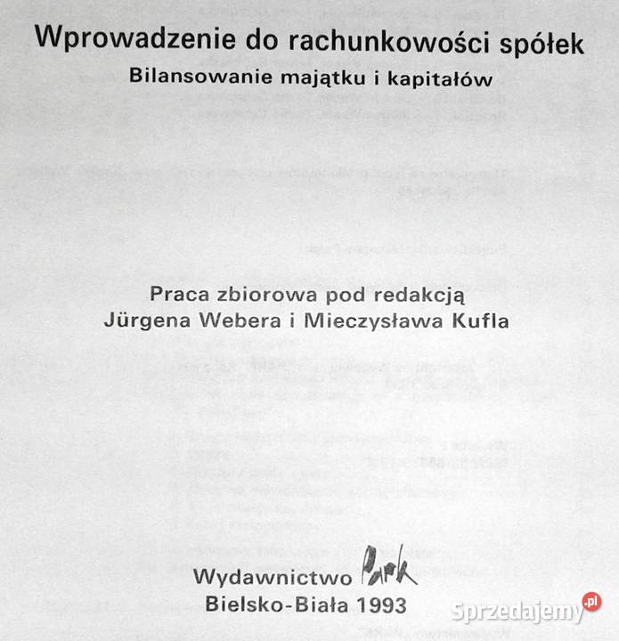 Wprowadzenie do rachunkowości spółek Weber Chełm sprzedam